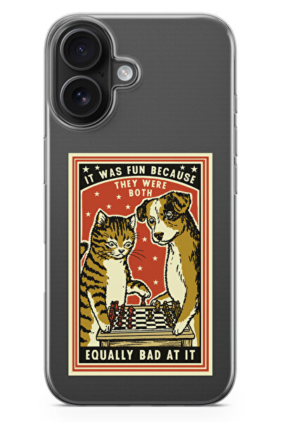 moonset Iphone 17 Uyumlu Kedi ve Köpek Tasarımlı Baskılı Şeffaf Telefon Kılıfı