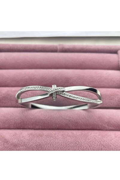 Anı Kutusu Taşlı Sonsuzluk Figürlü Çelik Kelepçe Bileklik