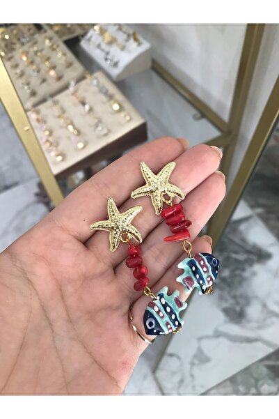 the ASEL İNCİ أقراط على شكل نجم البحر وتصميم السمكة