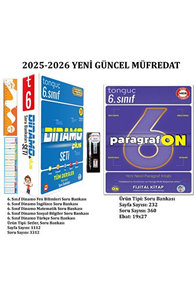 Tonguç Yayınları 6. Sınıf Dinamo Tüm Dersler Soru Bankası Set+ParagrafON Soru...