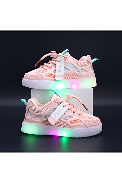 Bebelul Pink sneakers with colorful stripes and lights