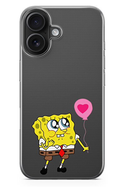 moonset Iphone 17 Uyumlu Sünger Bob Tasarımlı Baskılı Şeffaf Telefon Kılıfı