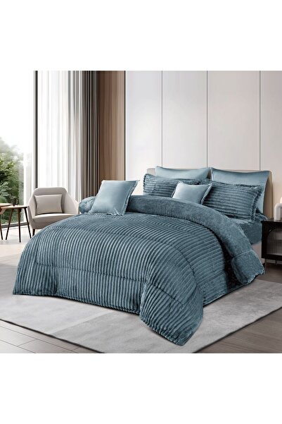 mingle 8-piece winter bedspread for two people, velvet and fur