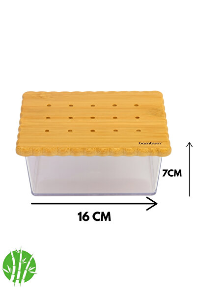 Bambum Biscuit Bamboo Lid Plastic Food Storage Container, Medium Size Kitchen Organizer