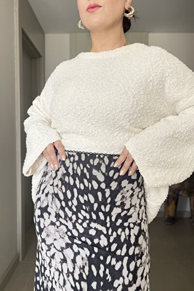 Butik Didem Sakinci Buy Elastic Waist Lycra Lined Tulle Patterned Midi Skirt