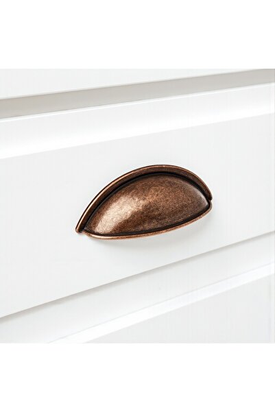 Badem10 Midye Kulp 5 ADET 64 mm Antik Bakır Metal Mobilya Çekmece Dolap Kapak Çanak Kulpu Mutfak Kulpları