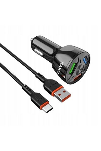 KAKUSİGA Car Charger KakuSiga, 20W, 4.8A, QC3.0, 3xUSB, USB Type-C Cable, Fast Charging, Black