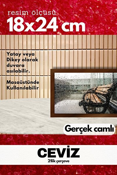 AtlasSG GERÇEK CAMLI 21lik düz 18 x 24 Kahverengi Fotoğraf Resim Çerçevesi Ayaklı arkalık veya Duvara Asma