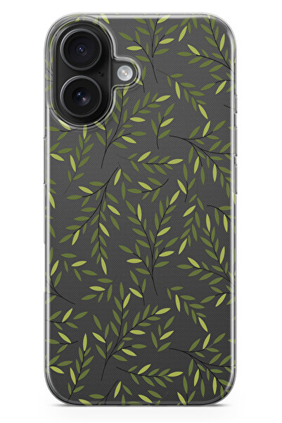 moonset Iphone 17 Uyumlu Yapraklar Tasarımlı Baskılı Şeffaf Telefon Kılıfı