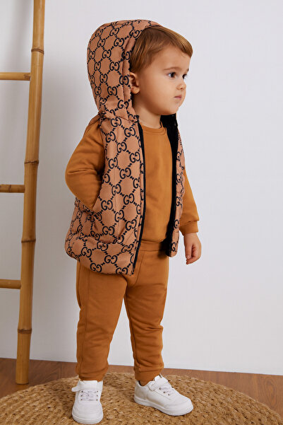 Soft kids Vest Hoodie Bottom Top 3-Piece Set