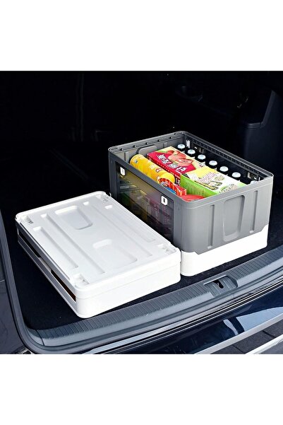 AutoFamily AUTO FAMILY Outdoor Camping Storage Box 50L, Foldable Plastic Storage Box with Lids