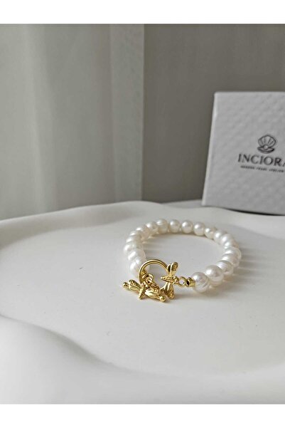 İNCİORA JEWELRY GERÇEK DOĞAL İNCİ KELEBEK UÇLU BİLEKLİK