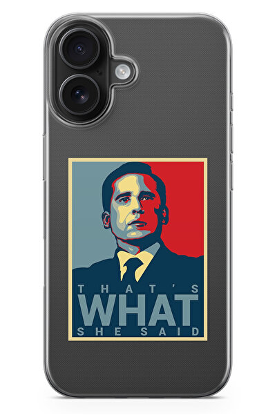 moonset Iphone 17 Uyumlu Michael Scott Tasarımlı Baskılı Şeffaf Telefon Kılıfı