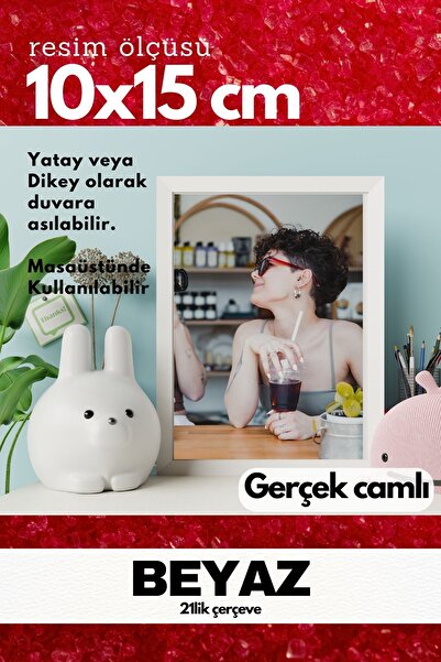 AtlasSG Real Glass 21cm Flat 10 X 15 White Photo Picture Frame Standing Backboard or Hanging on the Wall