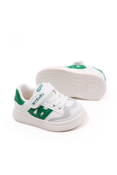 Superbaby White sneakers with green inserts for children - MyBaby