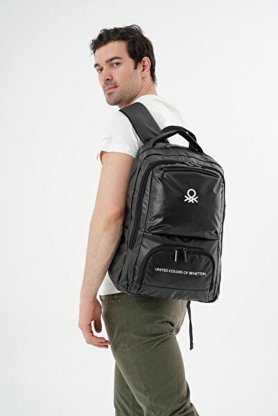 Benetton Black Unisex School Backpack 20871