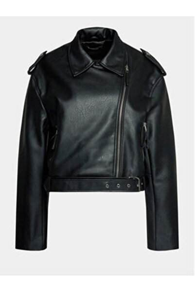 Gina Tricot Γυναικείο Μπουφάν από Δέρμα 20504 Μαύρο