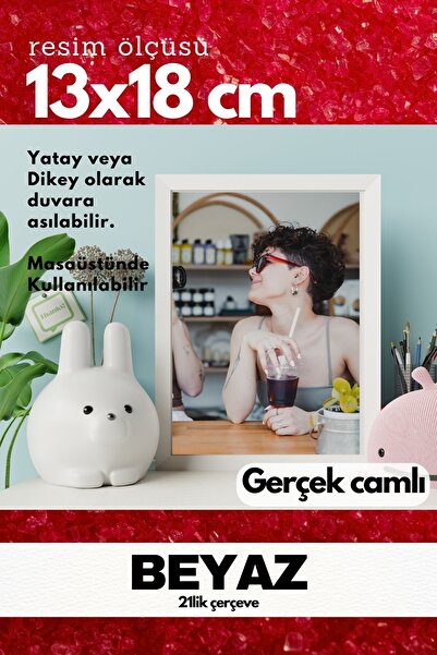 AtlasSG Real Glass 21cm Flat 13 X 18 White Photo Picture Frame Standing Backboard or Hanging on the Wall