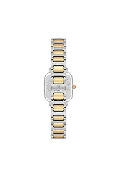 Momentus Ss398T-02Sg Stone Design Square Dial Steel Band Steel Case 3 Atm Water Resistant Gold
