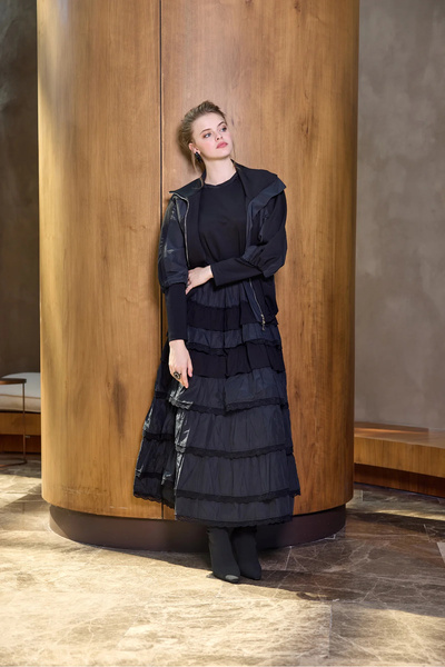 MissWhence Ruffle Detailed Jacket Dress Set Black 38807