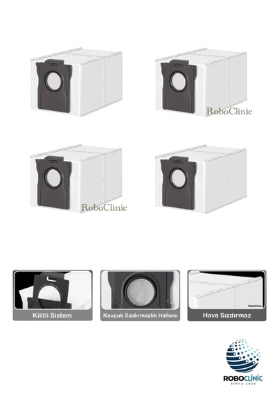 Roboclinic 4 قطع من أكياس الغبار البديلة المتوافقة مع المكنسة الكهربائية الرو...