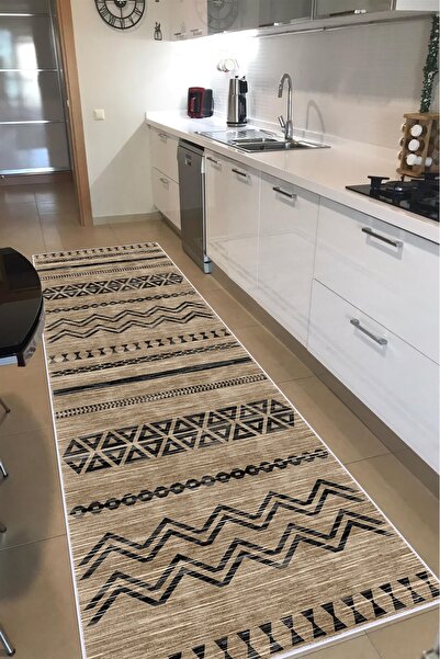 VOPTEKS Kahverengi Halı Mutfak Halısı Makinede Yıkanabilir Halı Kaymaz Taban ...