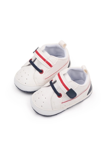 Superbaby Tenisi albi cu insertii bleumarine pentru bebelusi