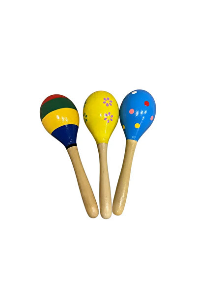 Shoplandu Ahşap Renkli Marakas Seti 3 Adet