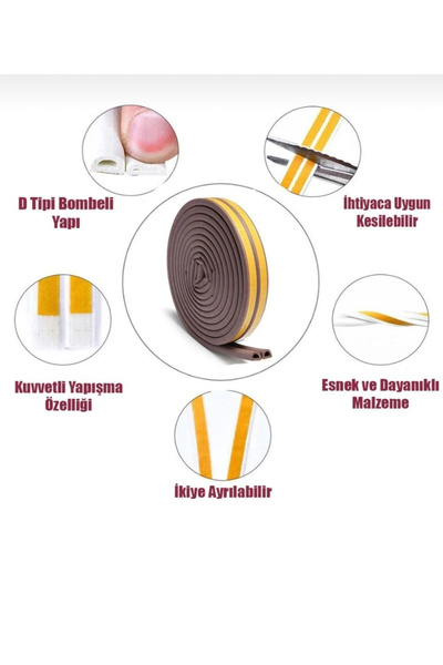 MİMOZA PARK Стрічка для дверей та вікон, вітро- та холодоізоляційна прокладка, гумова, 2,80 х 2 = 5,60 м (2 прокладки)