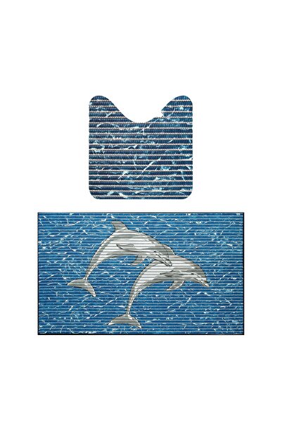 Friedola Covoras baie 23076, model delfin, albastru, set 2 bucati, 48 x 80 x ...