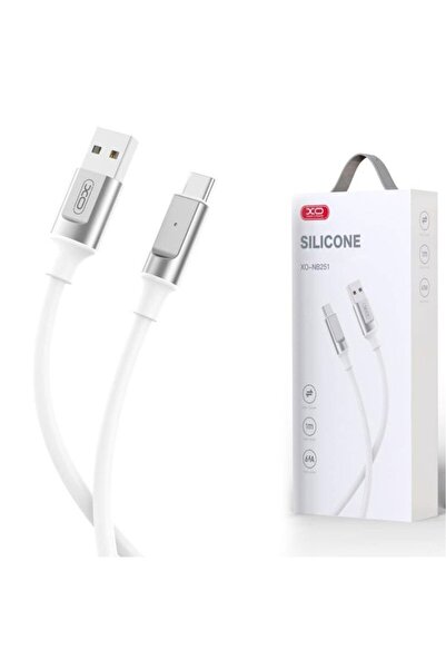 Xo NB251 USB-A to USB-C 6A Metallic Data and Charging Cable, 1m, White