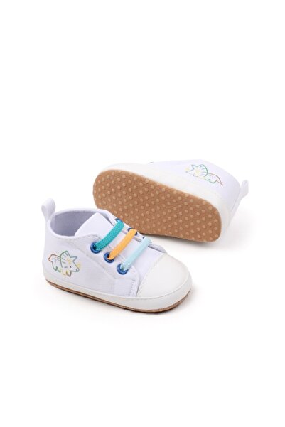 Superbaby White sneakers with colorful laces - Dino