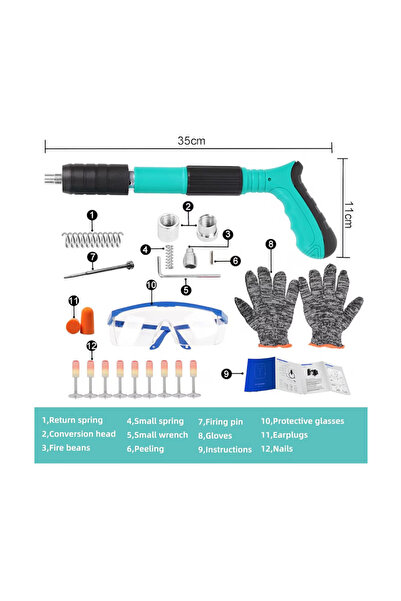 OEM Pistol De Cuie Pentru Fixarea Cuielor Si Bolturilor In Beton, Lemn, Fier, 35 cm, 3 Trepte De Putere