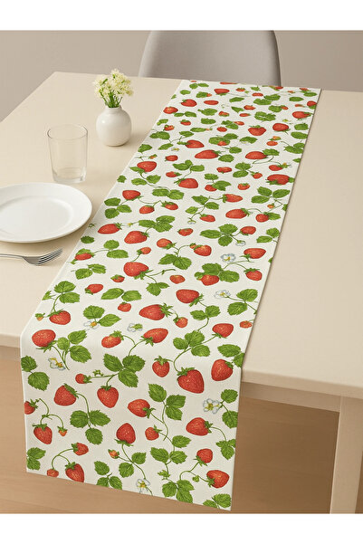 JOLLY HOME Strawberry Pattern Runner, Duck Fabric Runner, Water and Stain Rep...
