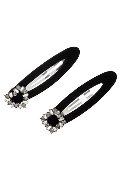 ANTBRO Set 2 agrafe de păr din catifea decorate cu o inimă și un pătrat cu pi...