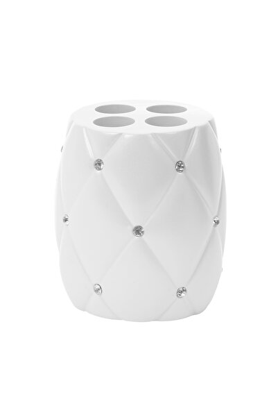 KADDA Поставка за четка за зъби, лъскава BPO-1160 B, полирезин, бяла с камъни...