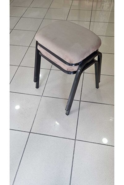 MUTLU ALIŞVERİŞ MERKEZİ Tabure 2 Adet Beyaz Demir Ayaklı Silinebilir Kumaş Yeni Trend Mutfak Taburesi Dikdörtgen Tabure