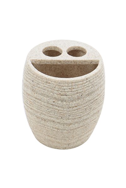 KADDA Toothbrush Holder, Sand BPO-0375B-1, polyresin, stone finish, 10.3 x 9....