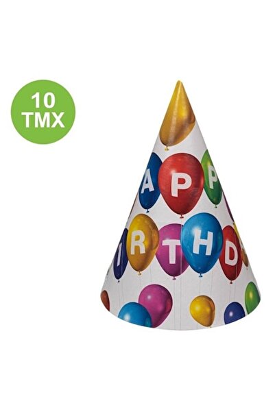 ANTBRO Set 10 coifuri de petrecere Antbro® din carton cu elastic, model baloane colorate si mesaj 'Happy B