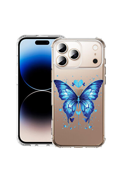 bestcase Удароустойчив калъф за Apple iPhone 17 Pro Max, син, пеперуда, 20520...