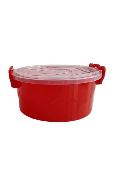 Inaplast Food container, Ella, plastic, round, red, 2 L, with handles