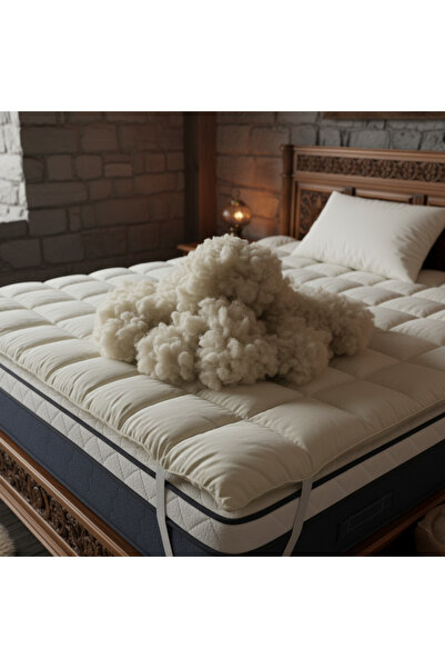 UYKUPEREST %100 Merinos Kuzu Yünü Yatak Pedi – Pamuk Kumaş | Isı-Nem Dengeleyici, Doğal Konfor - Çift Kişilik