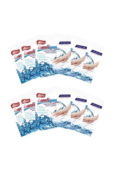 ALBİO General-use cloth, Lavetiqua, microfiber, white, 37 x 37 cm, set of 10 pieces