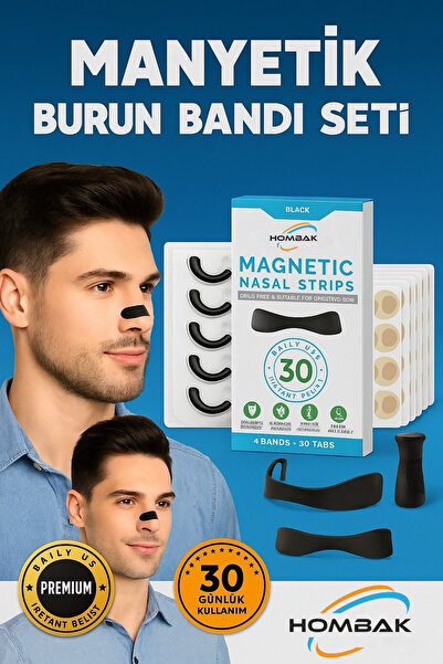 Hombak Horlama Önleyici Mıknatıslı Burun Bandı 30'lu Set, Premium Horlama Aza...