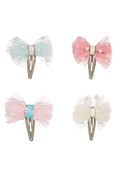 ANTBRO Σετ 4 παιδικών κλιπ μαλλιών Antbro® με τρισδιάστατο φιόγκο σε ροζ, γαλ...