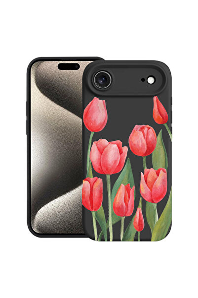 bestcase Carcasă premium din silicon pentru Apple iPhone 17 Air, Lalele roșii...