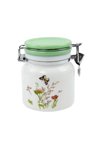 SHOPIENS Recipient for ingredients, R0J050-1CCG, opal glass, white + green + multicolor pattern, 10.8 x 11.8