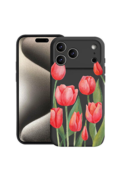 bestcase Carcasă premium din silicon pentru Apple iPhone 17 Pro, Lalele roșii...
