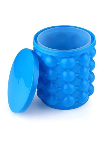 Tiessa Έξυπνη Συσκευή Παγοκύβων Tiessa®, τύπου κουβά πάγου, σιλικόνης, εύχρηστη, με καπάκι, 120 κύβοι, μπλε