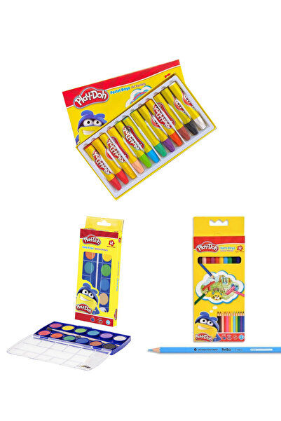 Nuasya مجموعة ألوان بلاي دو 3 قطع (ألوان جافة - ألوان مائية - ألوان باستيل)